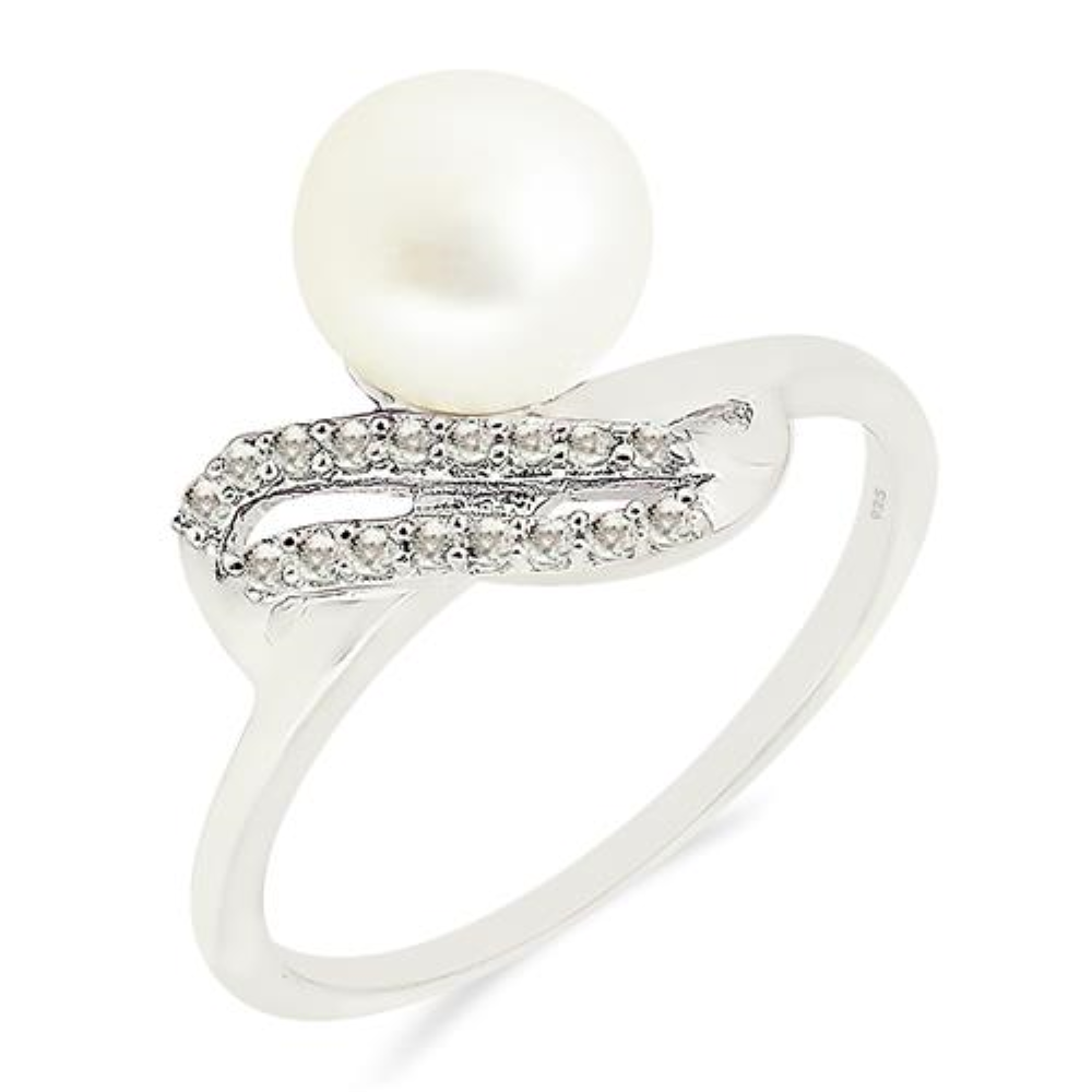 BUY NATURAL WHITE PEARL STYLISH  RING IN 925 SILVER