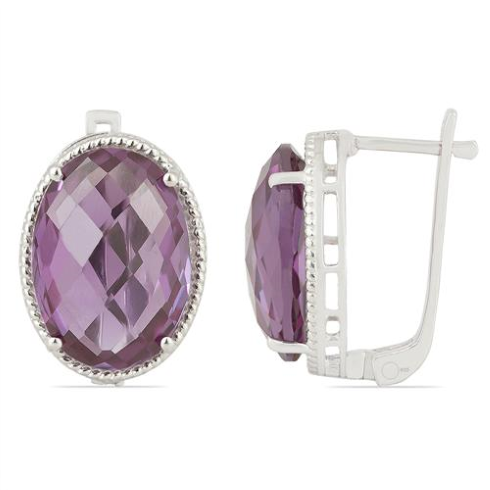 BUY 925 STERLING SILVER SYNTHETIC ALEXANDERITE BIG STONE EARRINGS