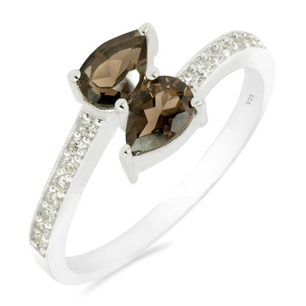 BUY 925 SILVER NATURAL SMOKY GEMSTONE RING