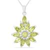 BUY STERLING SILVER NATURAL PERIDOT GEMSTONE FLOWER PENDANT