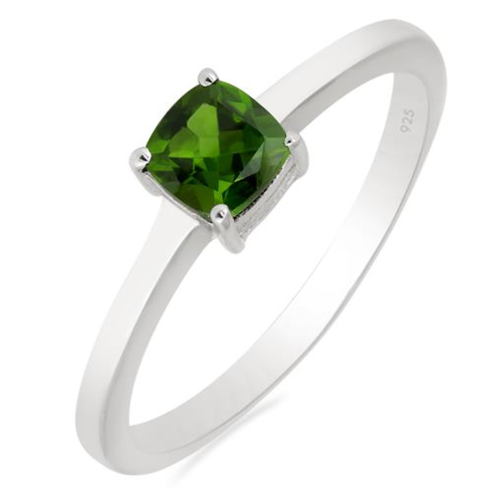 BUY 925 SILVER NATURAL CHROME DIOPSITE SINGLE STONE RING