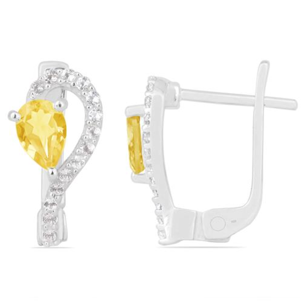 BUY STERLING SILVER NATURAL CITRINE GEMSTONE CLASSIC EARRINGS