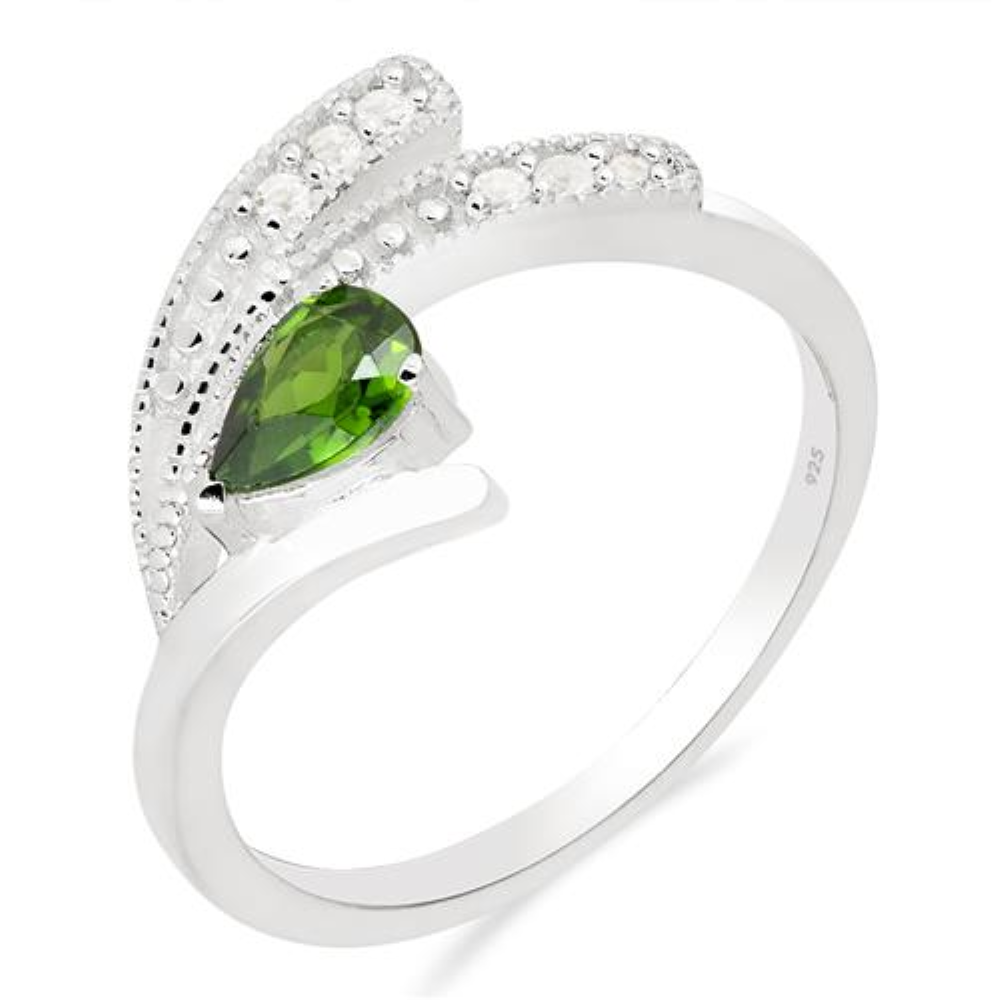 BUY REAL CHROME DIOPSIDE GEMSTONE CLASSIC RING IN 925 SILVER