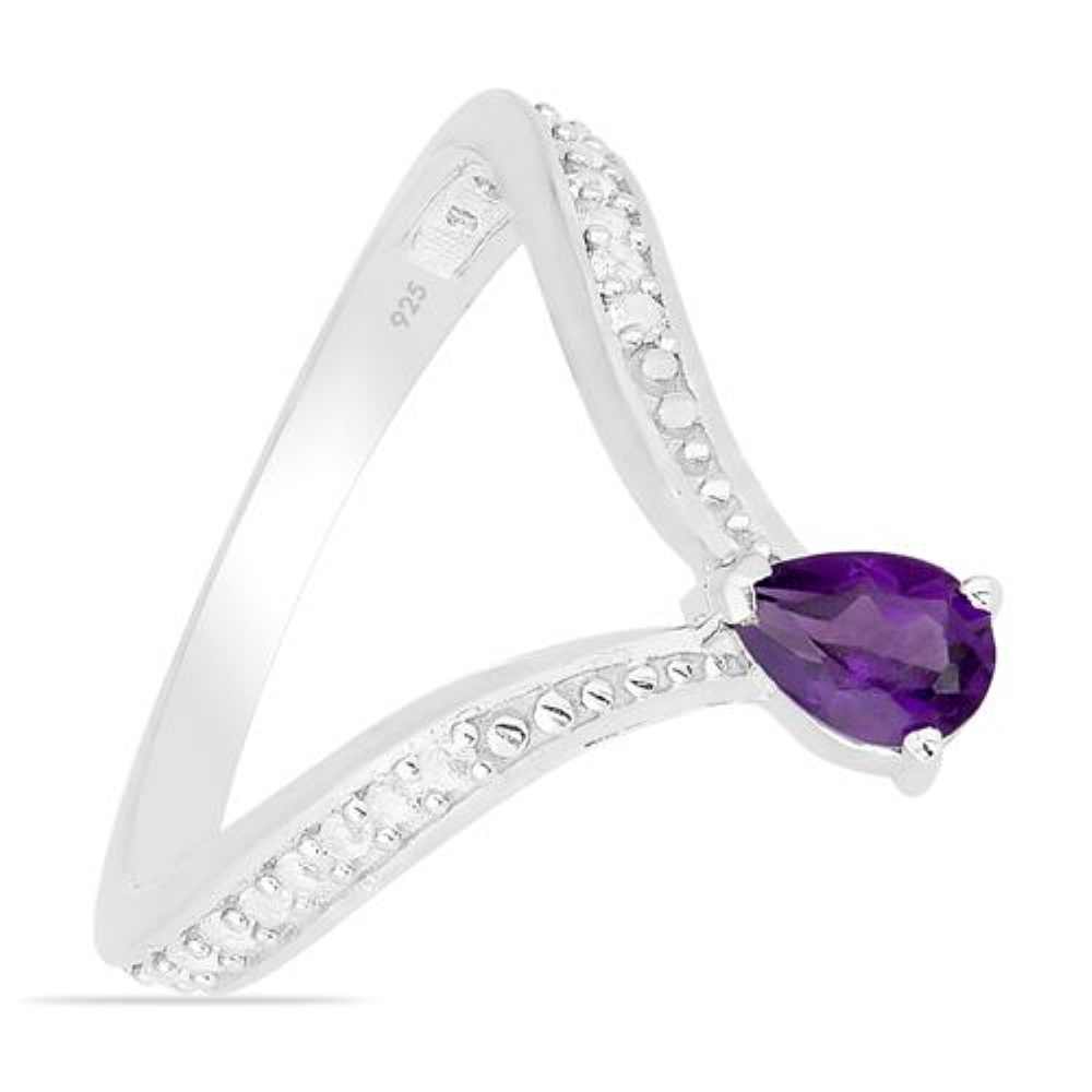 BUY AFRICAN AMETHYST GEMSTONE CLASSIC RING IN 925 STERLING SILVER 