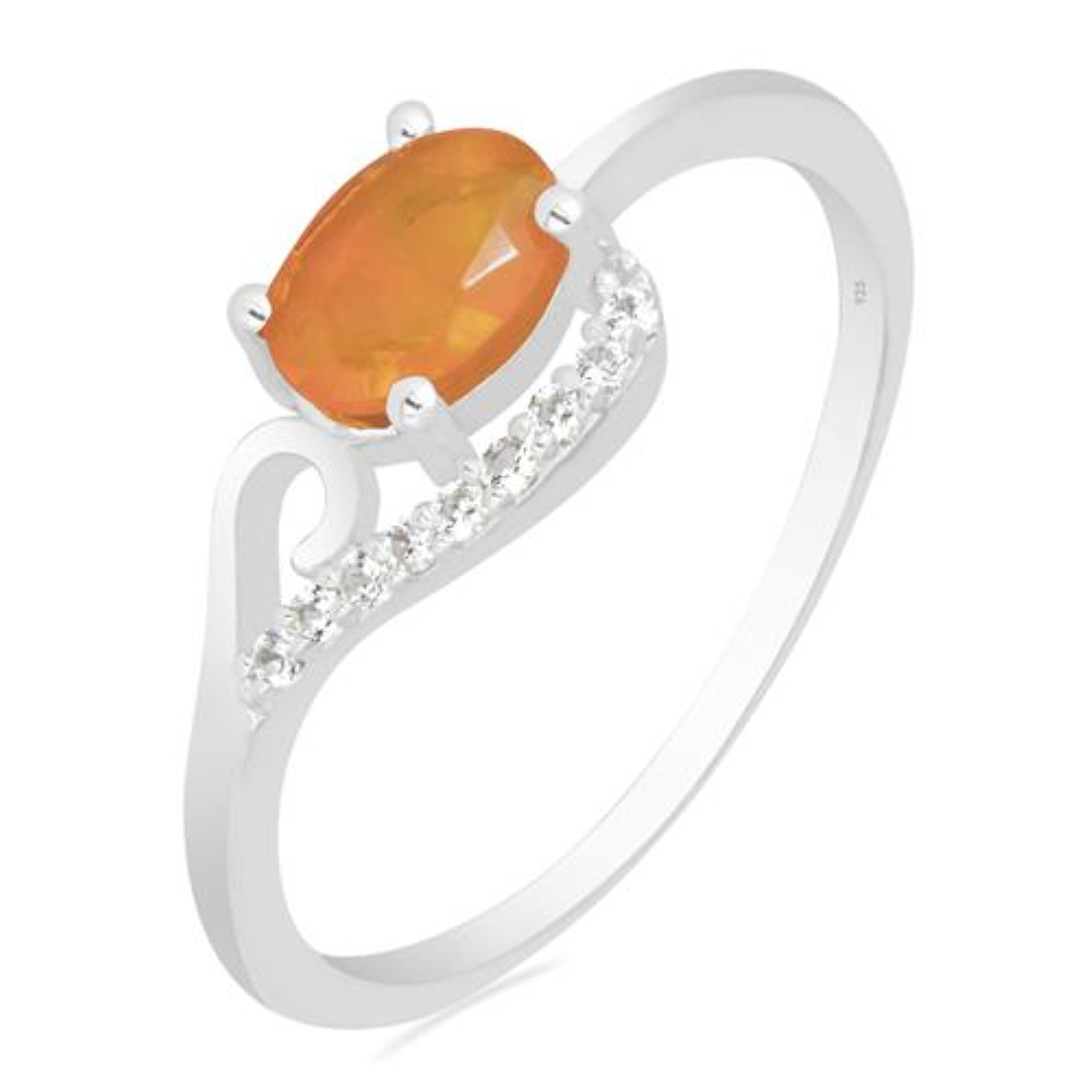 BUY REAL ORANGE ETHIOPIAN OPAL GEMSTONE CLASSIC RING IN 925 STERLING SILVER