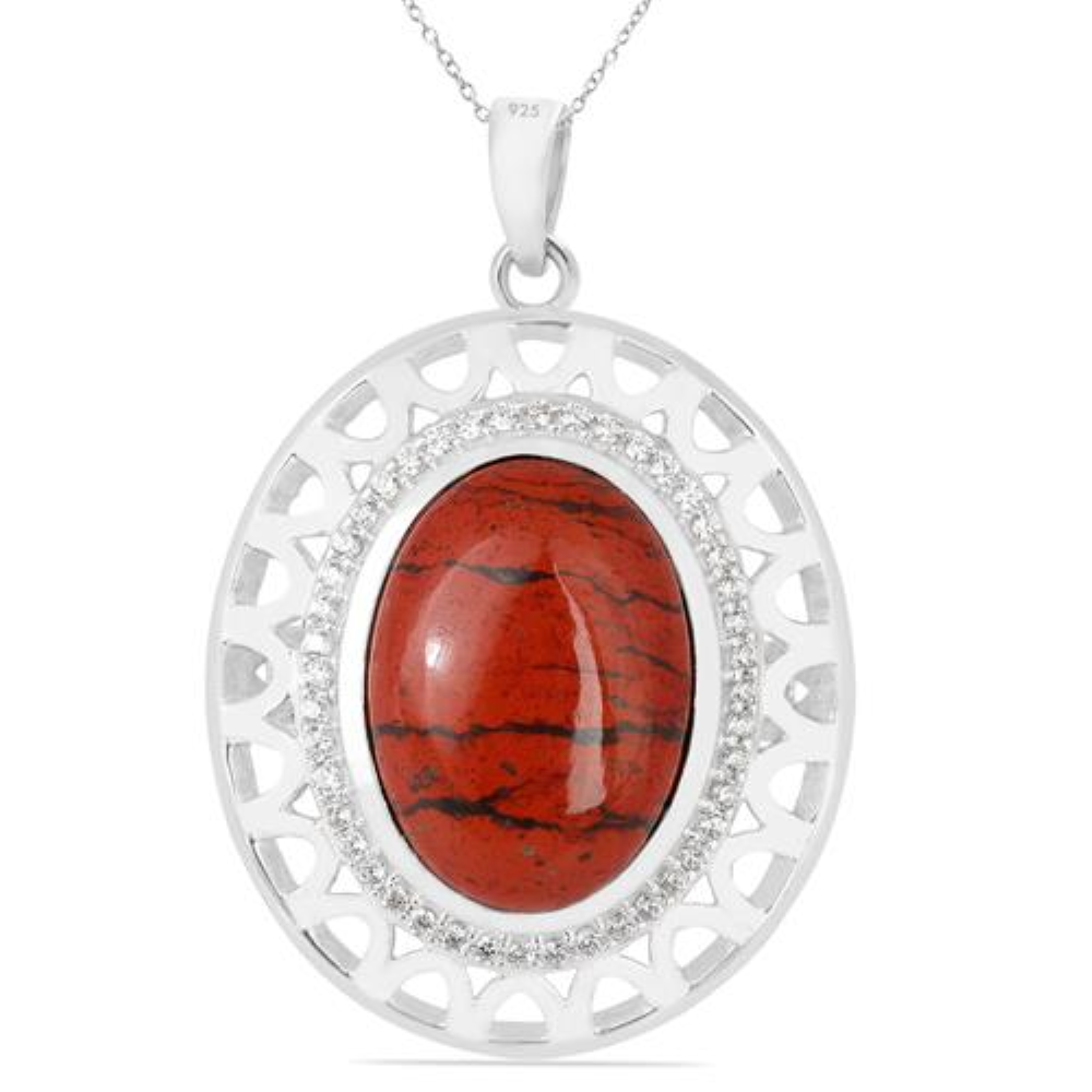 BUY RED JASPER GEMSTONE BIG STONE PENDANT IN 925 SILVER