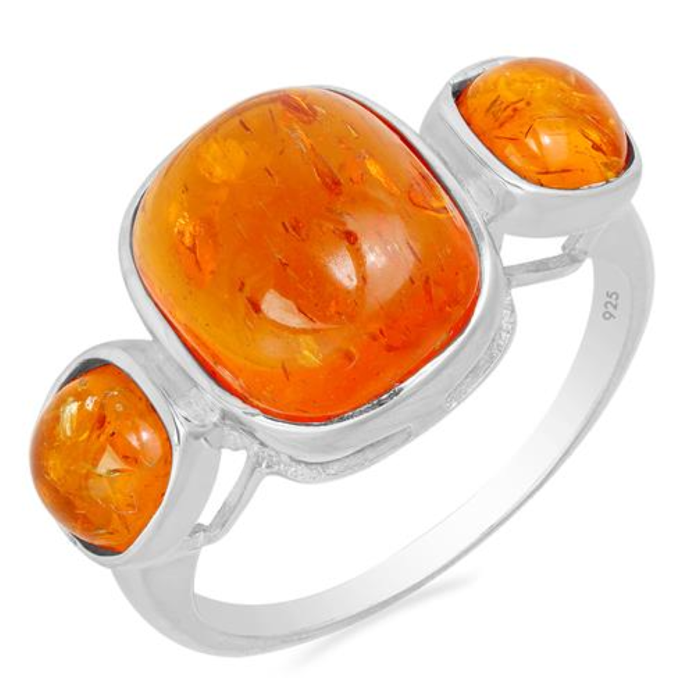 BUY 925 SILVER SYNTHETIC AMBER GEMSTONE RING