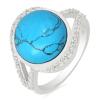 BUY SYNTHETIC TURQUOISE GEMSTONE BIG STONE RING IN STERLING SILVER 