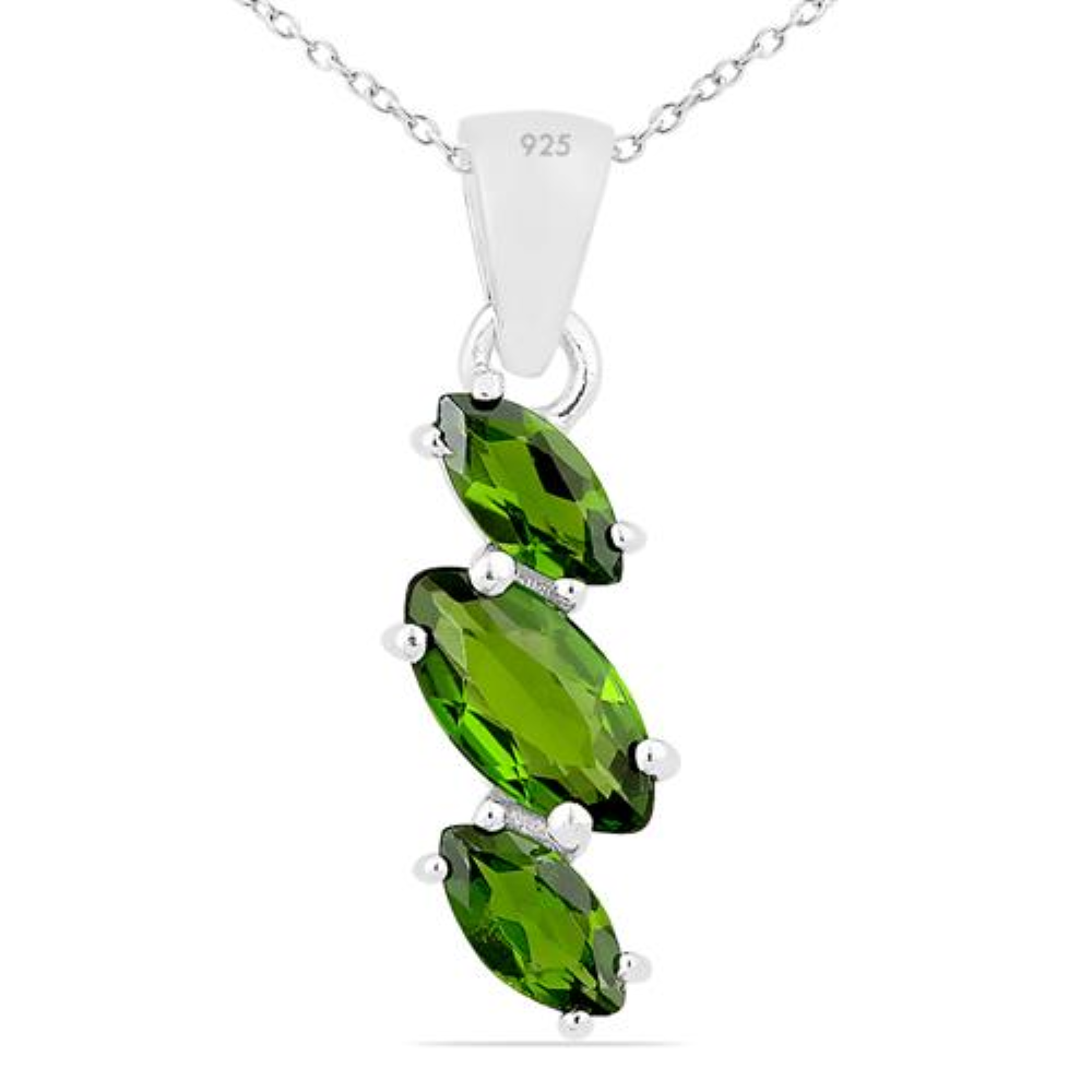 BUY REAL CHROME DIOPSITE GEMSTONE PENDANT IN 925 SILVER