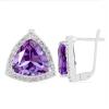 BUY SYNTHETIC ALEXANDERITE GEMSTONE BIG STONE EARRINGS IN 925 SILVER