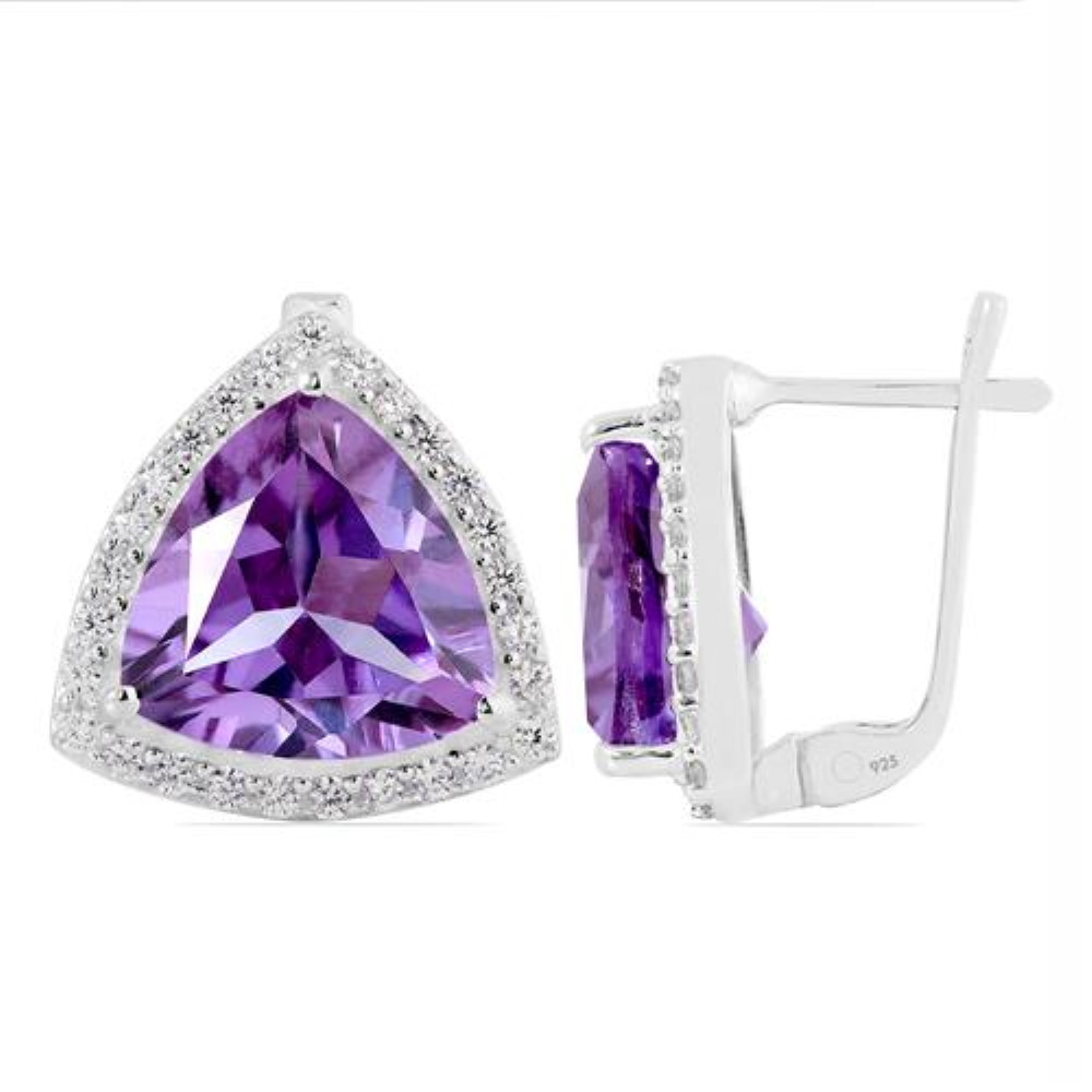 BUY SYNTHETIC ALEXANDERITE GEMSTONE BIG STONE EARRINGS IN 925 SILVER