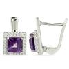 BUY BRAZILIAN AMETHYST GEMSTONE HALO EARRINGS IN STERLING SILVER