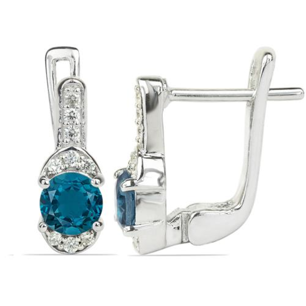 BUY 925 SILVER NATURAL LONDON TOPAZ GEMSTONE CLASSIC EARRINGS