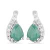 BUY STERLING SILVER NATURAL EMERALD GEMSTONE CLASSIC EARRINGS