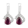 925 STERLING SILVER CLASSIC EARRINGS WITH NATURAL GLASS FILLED RUBY & WHITE ZIRCON