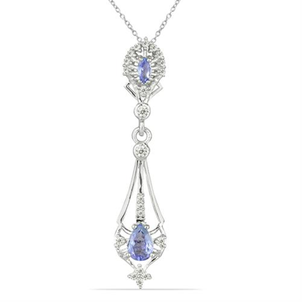 BUY STERLING SILVER  NATURAL TANZANITE GEMSTONE PENDANT