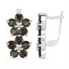 STERLING SILVER NATURAL SMOKY QUARTZ FLORAL EARRINGS – MANUFACTURERS IN THE USA