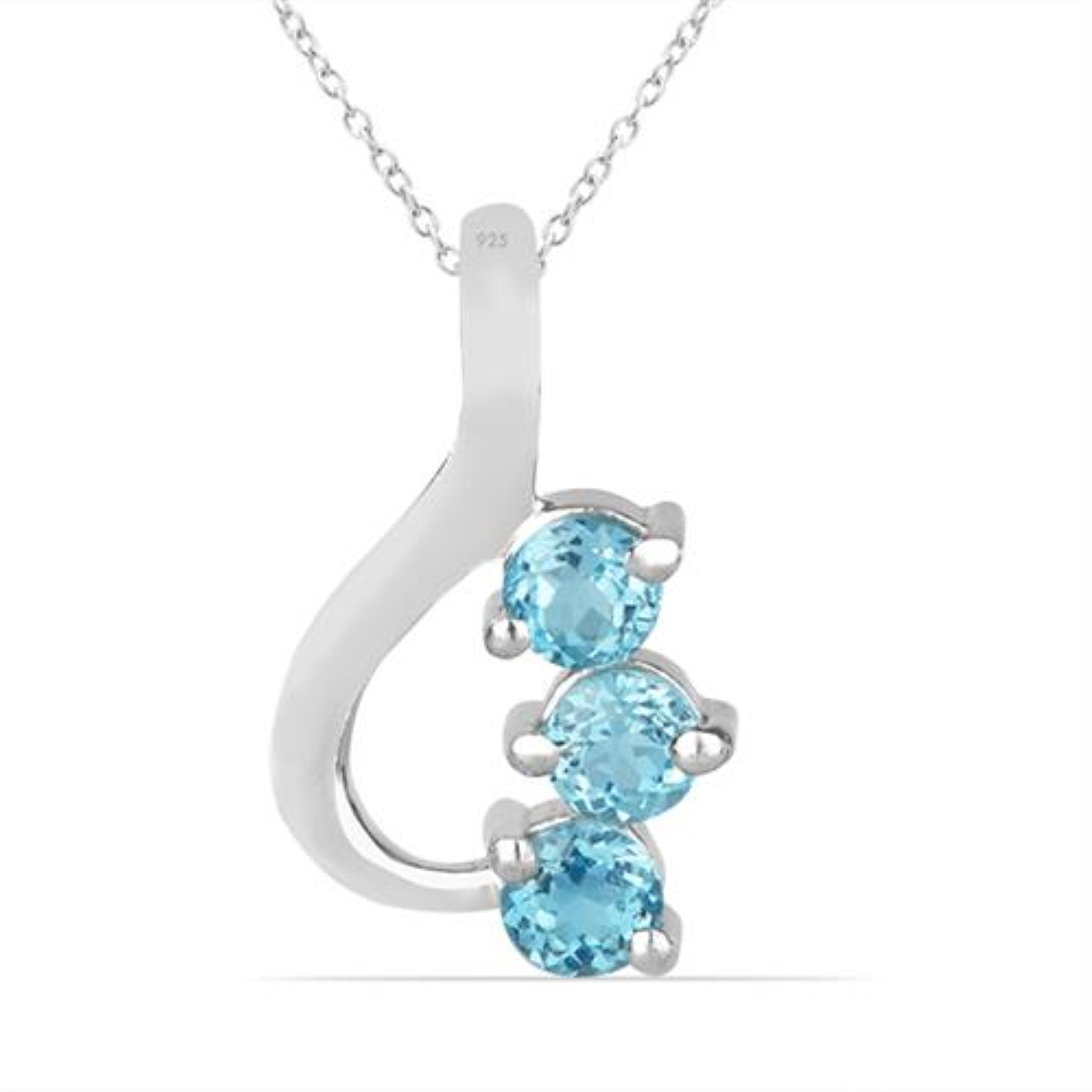 BUY STERLING SILVER  SWISS BLUE TOPAZ GEMSTONE  PENDANT