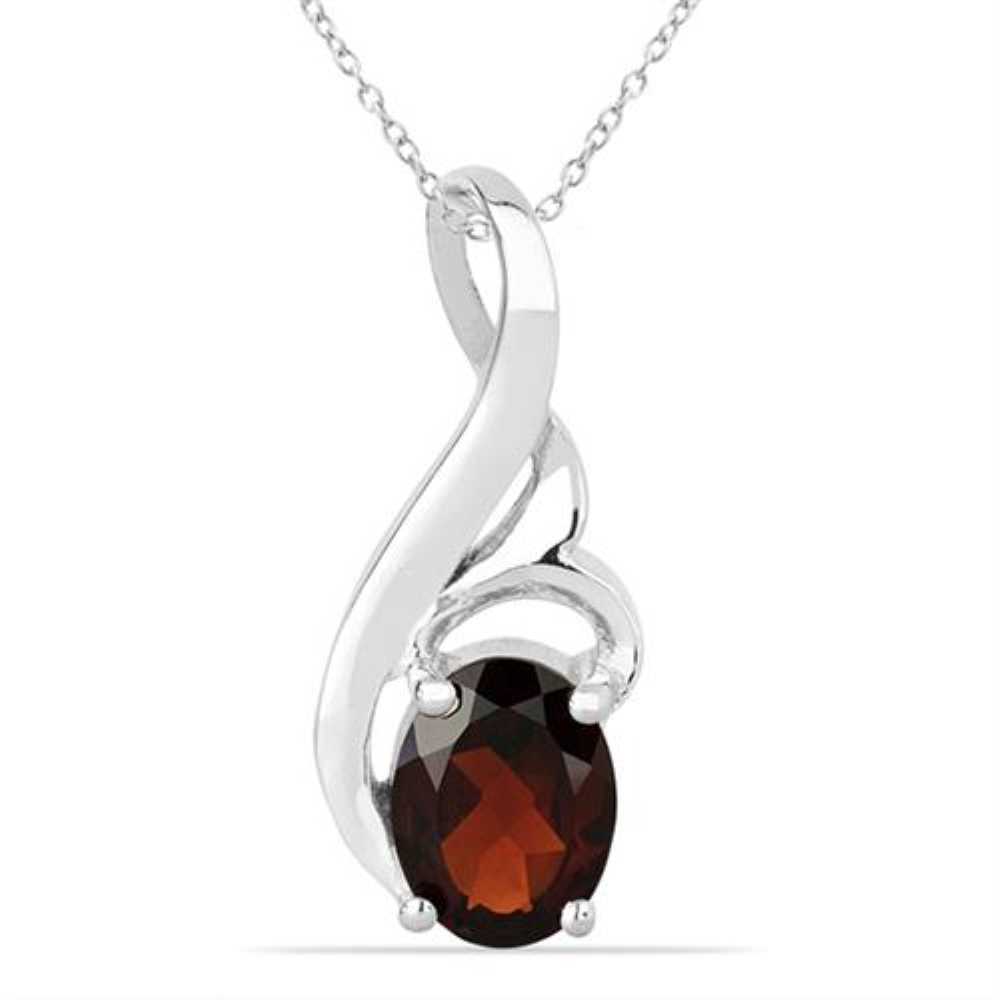 BUY 925 STERLING SILVER REAL GARNET SINGLE STONE PENDANT 