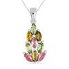 BUY STERLING SILVER NATURAL MULTI TOURMULINE STONE LEAF PENDANT