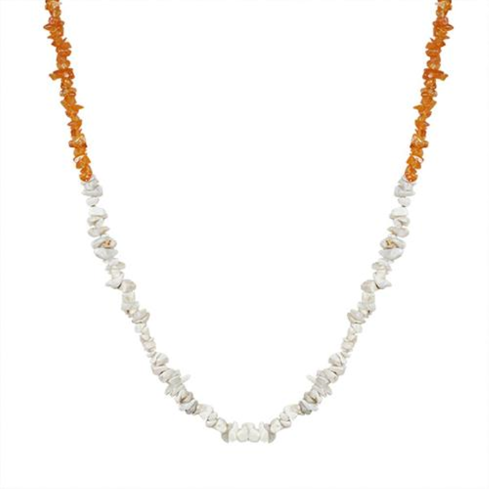 BUY STERLING SILVER NATURAL WHITE OPAL AND CARNELIAN NUGGETS  NECKLACE