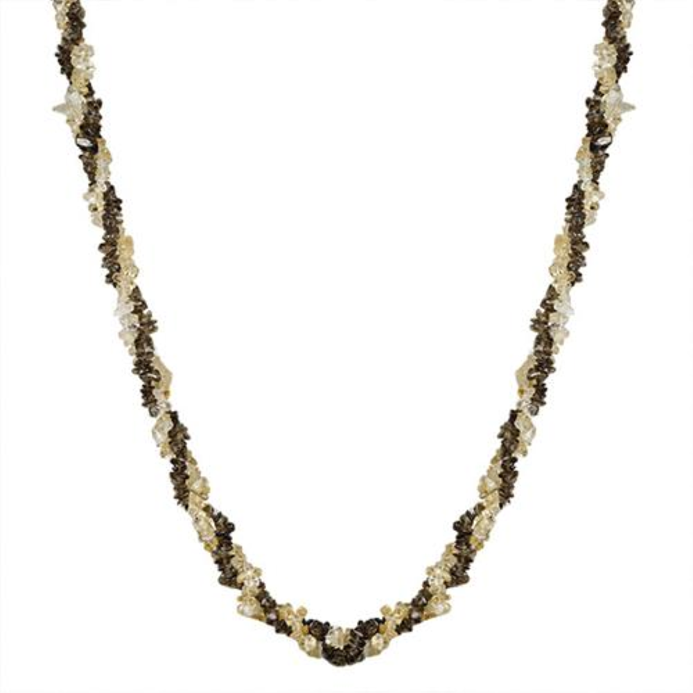 BUY STERLING SILVER NATURAL CITRINE AND SMOKY GEMSTONE NUGGETS  NECKLACE
