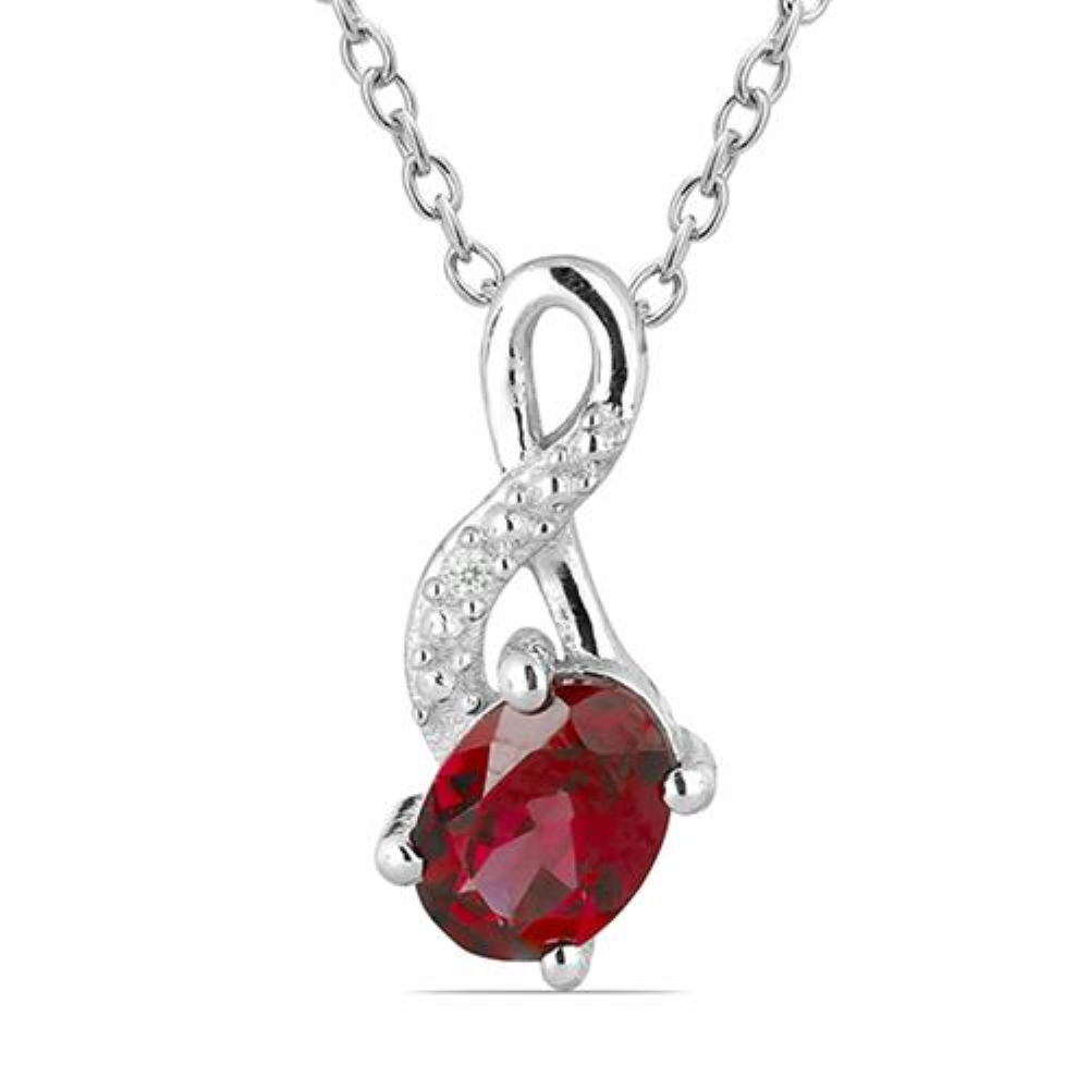 BUY STERLING SILVER NATURAL GARNET GEMSTONE CLASSIC PENDANT