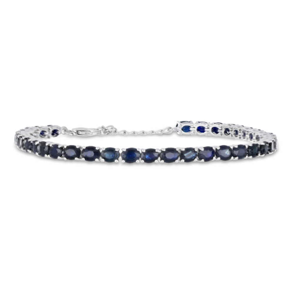 AUSTRALIAN BLUE SAPPHIRE GEMSTONE BRACELET IN STERLING SILVER