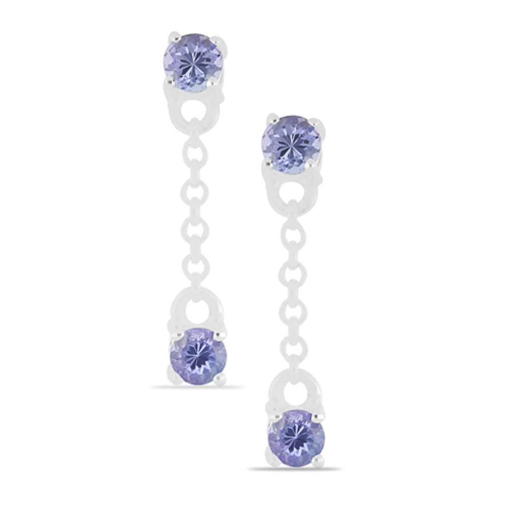 BUY REAL TANZANITE GEMSTONE EARRINGS IN STERLING SILVER