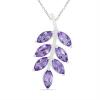 BUY NATURAL AFRICAN AMETHYST GEMSTONE LEAF PENDANT IN 925 SILVER
