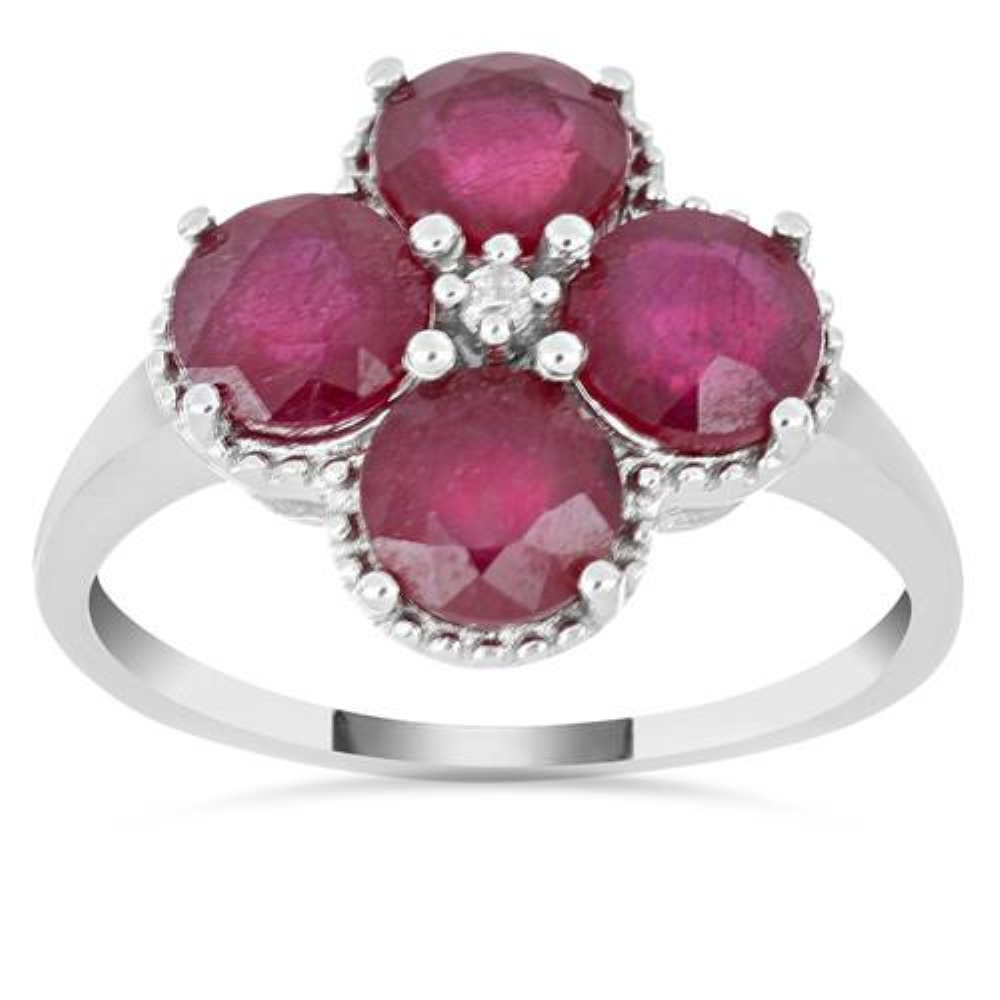 BUY 925 SILVER NATURAL GLASS FILLED RUBY MULTI GEMSTONE RING