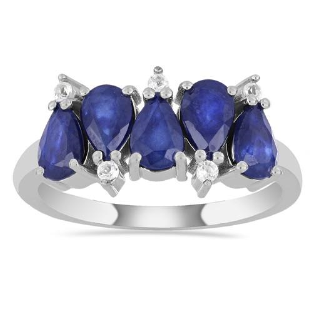 BUY STERLING SILVER NATURAL BLUE SAPPHIRE MULTI GEMSTONE RING