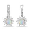 BUY NATURAL ETHIOPIAN OPAL GEMSTONE HALO EARRINGS  IN 925 SILVER