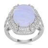 BUY GENUINE BLUE LACE AGATE GEMSTONE BIG STONE RING IN 925 SILVER