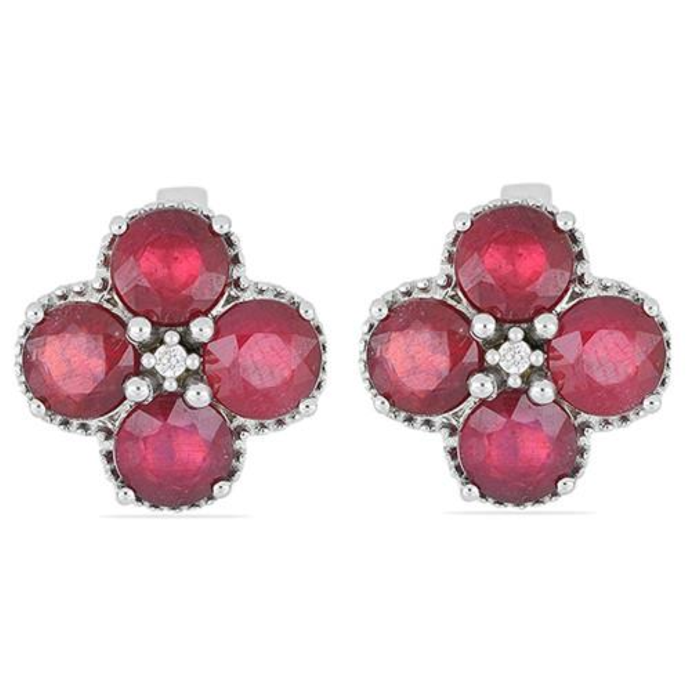 BUY GENUINE GLASS FILLED RUBY MULTI GEMSTONE EARRINGS IN 925 SILVER
