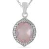 BUY NATURAL ROSE QUARTZ GEMSTONE HALO PENDANT IN 925 SILVER