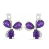 BUY 925 SILVER AFRICAN AMETHYST GEMSTONE FLOWER EARRINGS