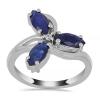 BUY 925 SILVER AUSTRALIAN BLUE SAPPHIRE GEMSTONE FLOWER RING