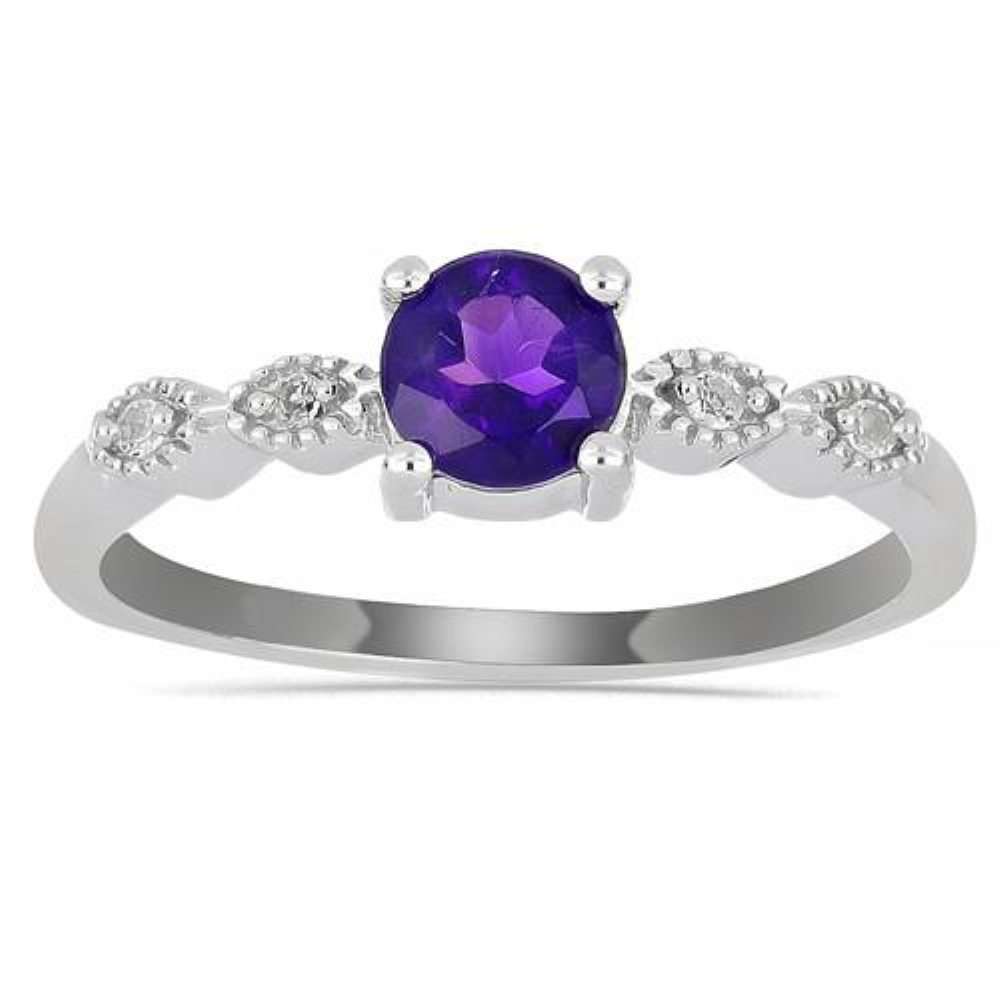 BUY 925 SILVER AFRICAN AMETHYST GEMSTONE CLASSIC RING