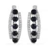 925 STERLING SILVER EARRINGS WITH BLACK SAPPHIRE & CUBIC ZIRCONIA GEMSTONES