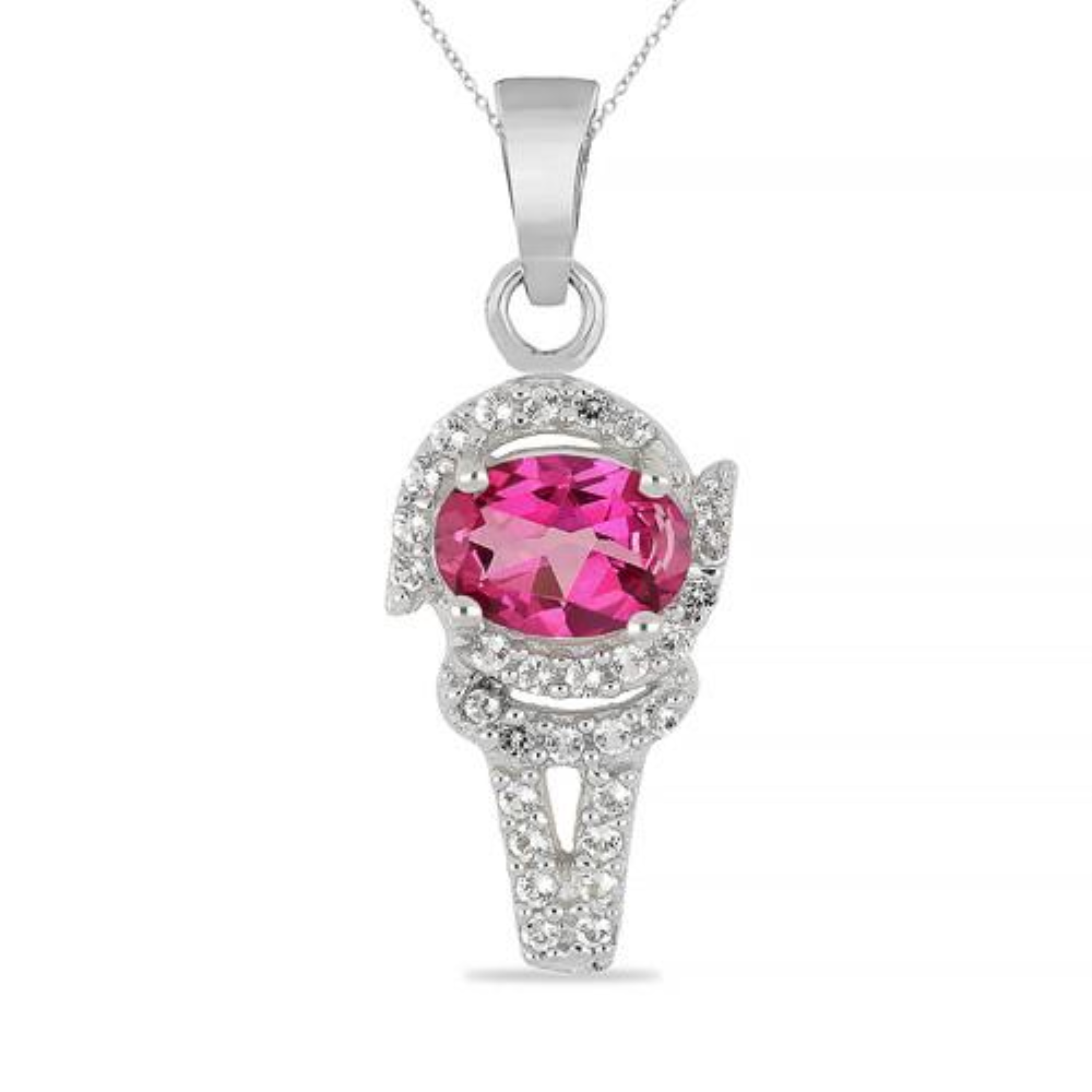 BUY STERLING SILVER REAL PINK TOPAZ GEMSTONE CLASSIC PENDANTS