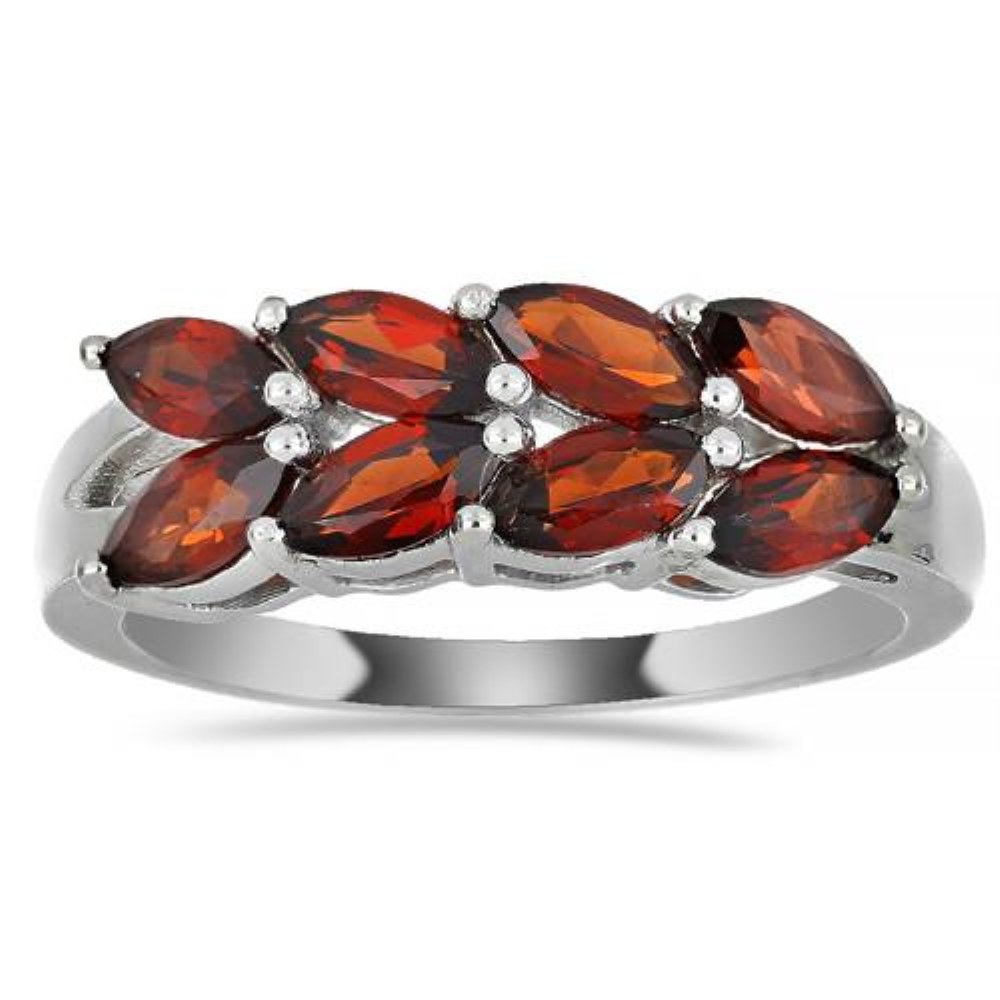 BUY 925 SILVER NATURAL GARNET GEMSTONE LEAF RING
