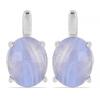 BUY 925 SILVER NATURAL  BLUE LACE AGATE  GEMSTONE BIG STONE EARRINGS