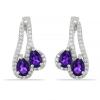 925 STERLING SILVER STYLISH EARRINGS WITH AFRICAN AMETHYST & CUBIC ZIRCONIA GEMSTONES