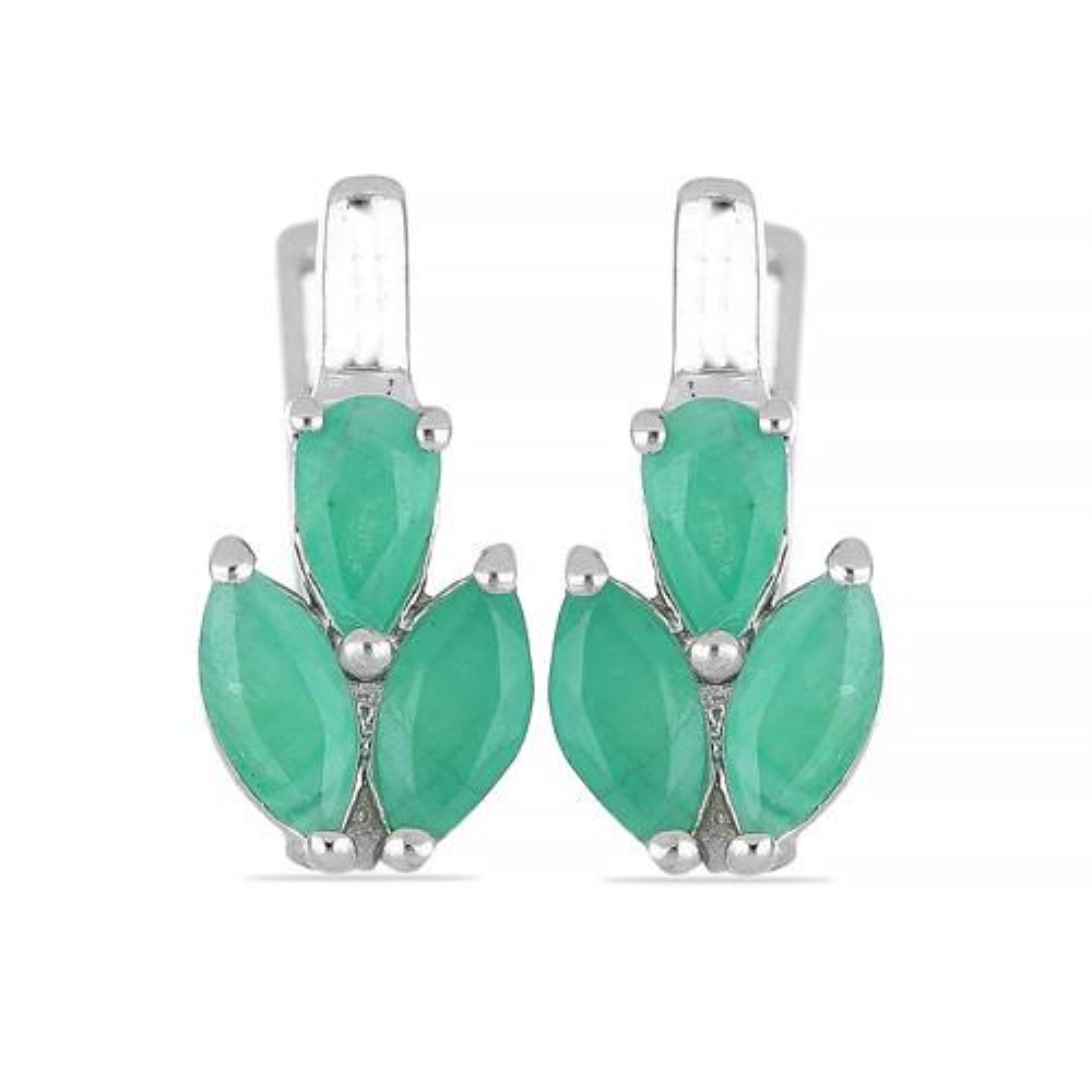 BUY EMERALD GEMSTONE EARRINGS IN STERLING SILVER