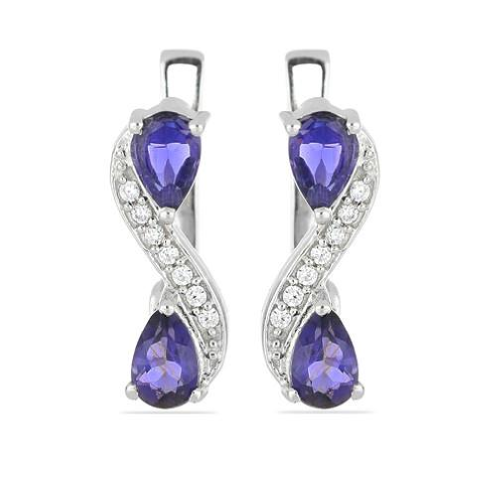 BUY STERLING SILVER NATURAL IOLITE GEMSTONE EARRINGS