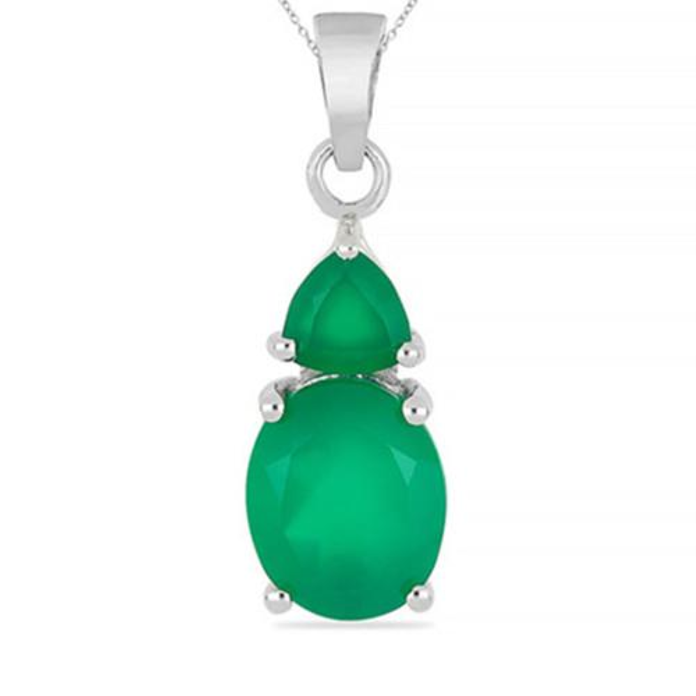 BUY NATURAL GREEN ONYX GEMSTONE PENDANT IN 925 SILVER
