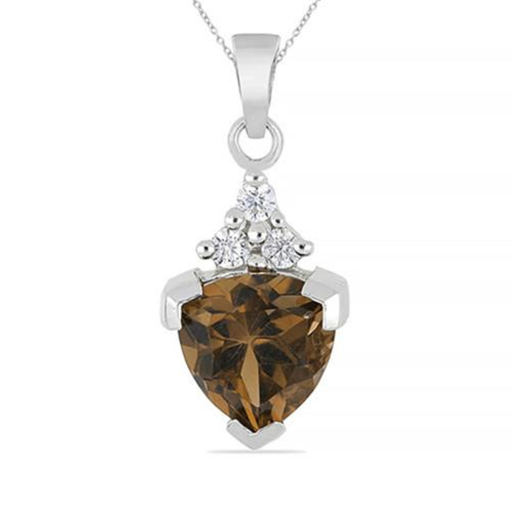 BUY 925 SILVER NATURAL SMOKY GEMSTONE CLASSIC PENDANT