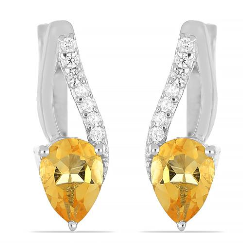 BUY STERLING SILVER BRAZILIAN CITRINE GEMSTONE CLASSIC EARRINGS