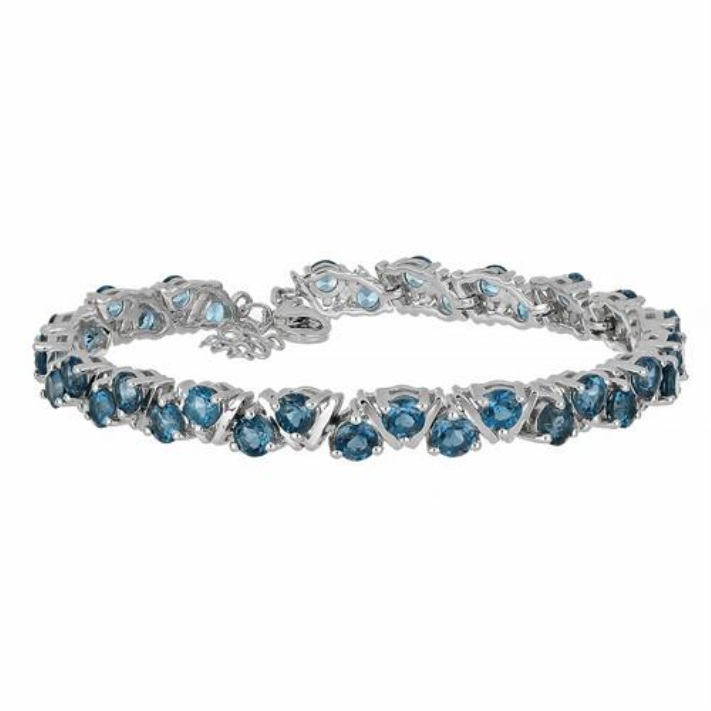 925 STERLING SILVER NATURAL LONDON BLUE TOPAZ GEMSTONE BRACELET